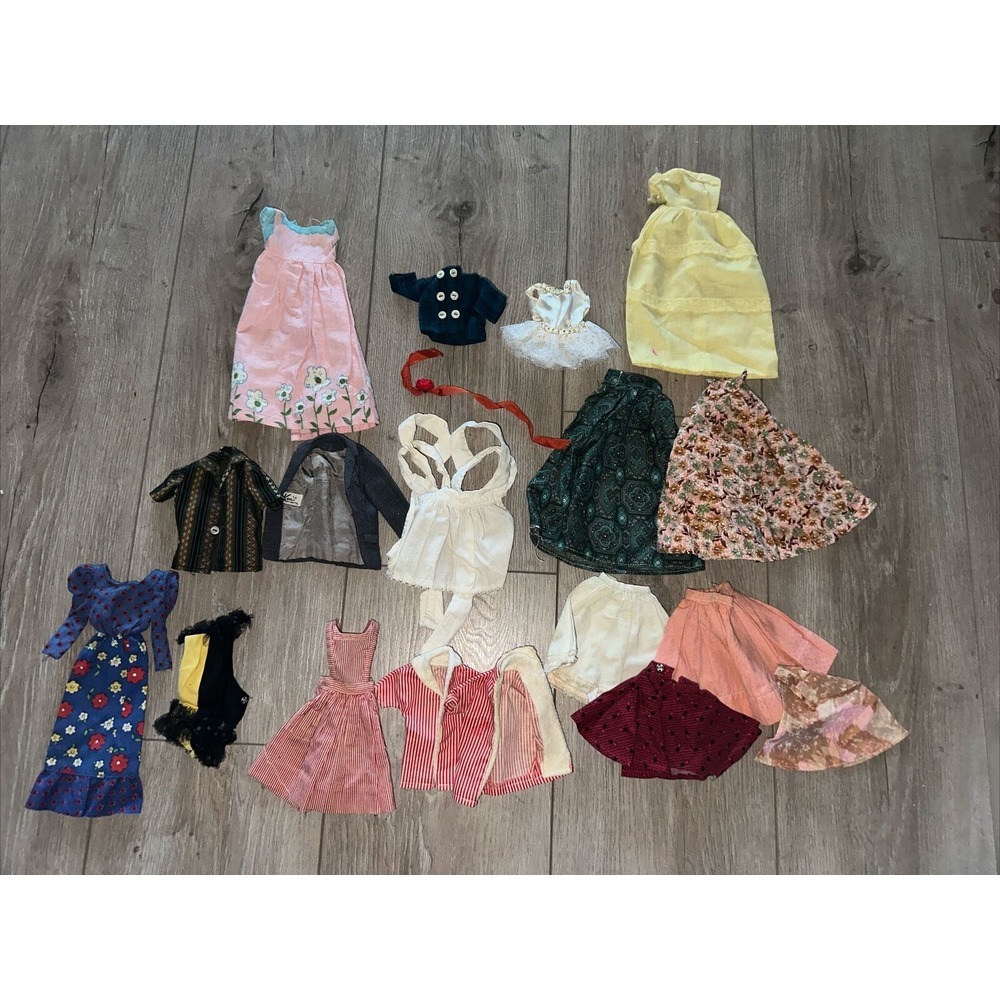 19 PCs Vintage Barbie & Ken Doll Clothing Lot Dresses Outfits